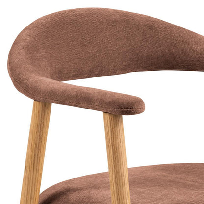 HSM Collection-Eetkamerstoel Ella Met Arm S/2-56x54x76-Terracotta/White Wash-Stof/Eiken
