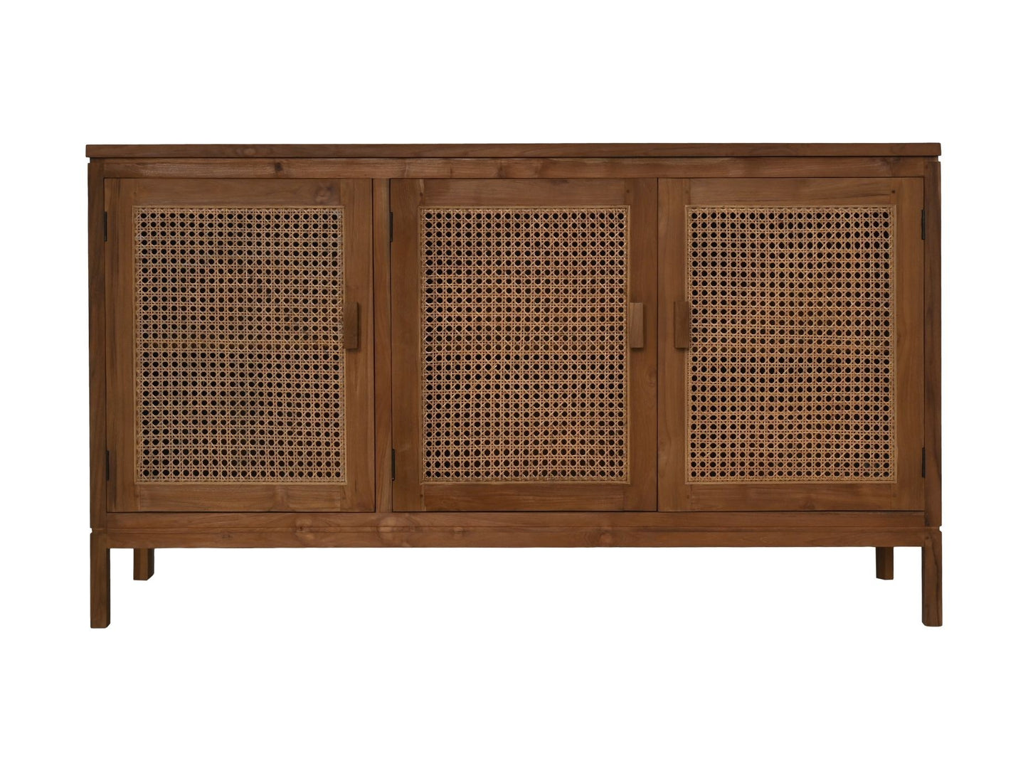 HSM Collection-Dressoir 3 Deur-150x42x85-Naturel-Teak/Rotan