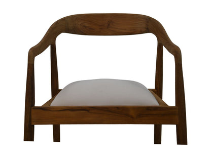 HSM Collection-Eetkamerstoel Wifera + zitting-55x41x78-Naturel/Wit-Teak/Stof