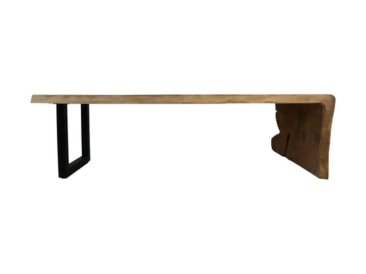 HSM Collection-Eettafel 1 U Poot-300x76-127x78-Naturel/Zwart-Munggur/Metaal