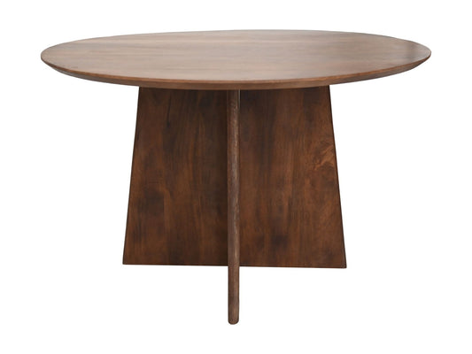 HSM Collection-Ronde Eettafel Kruispoot-120x120x77-Bruin-Mango