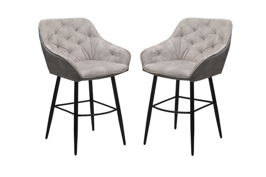 HSM Collection-Barstoel Liverpool S/2-56x61x97-Creme/Zwart-Stof/Metaal