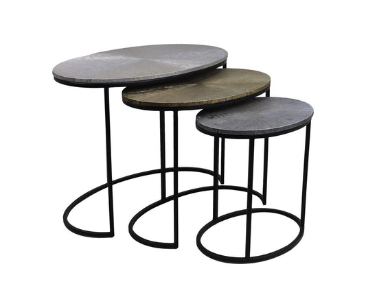HSM Collection -Salontafel Fletcher Ovaal - ø70x40x50 - Grijs/Goud/Zwart - Alumi