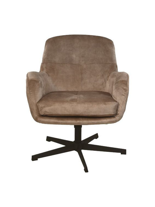 HSM Collection-Draaifauteuil Cleveland-75x73x88-Lever/Zwart-Stof/Metaal