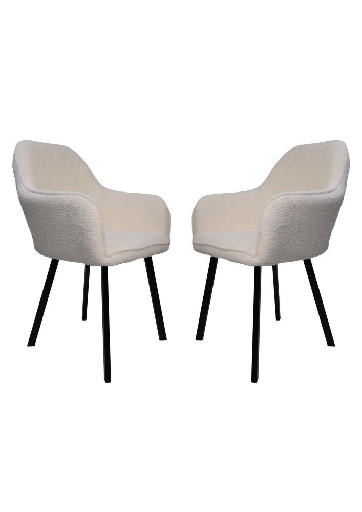 HSM Collection-Eetkamerstoel Demi S/2-60x54x82.5-Creme/Zwart-Stof/Metaal