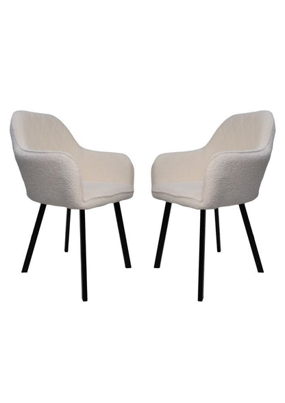 HSM Collection-Eetkamerstoel Demi S/2-60x54x82.5-Creme/Zwart-Stof/Metaal