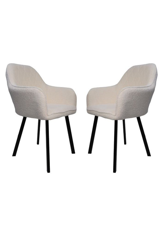 HSM Collection-Eetkamerstoel Demi S/2-60x54x82.5-Creme/Zwart-Stof/Metaal
