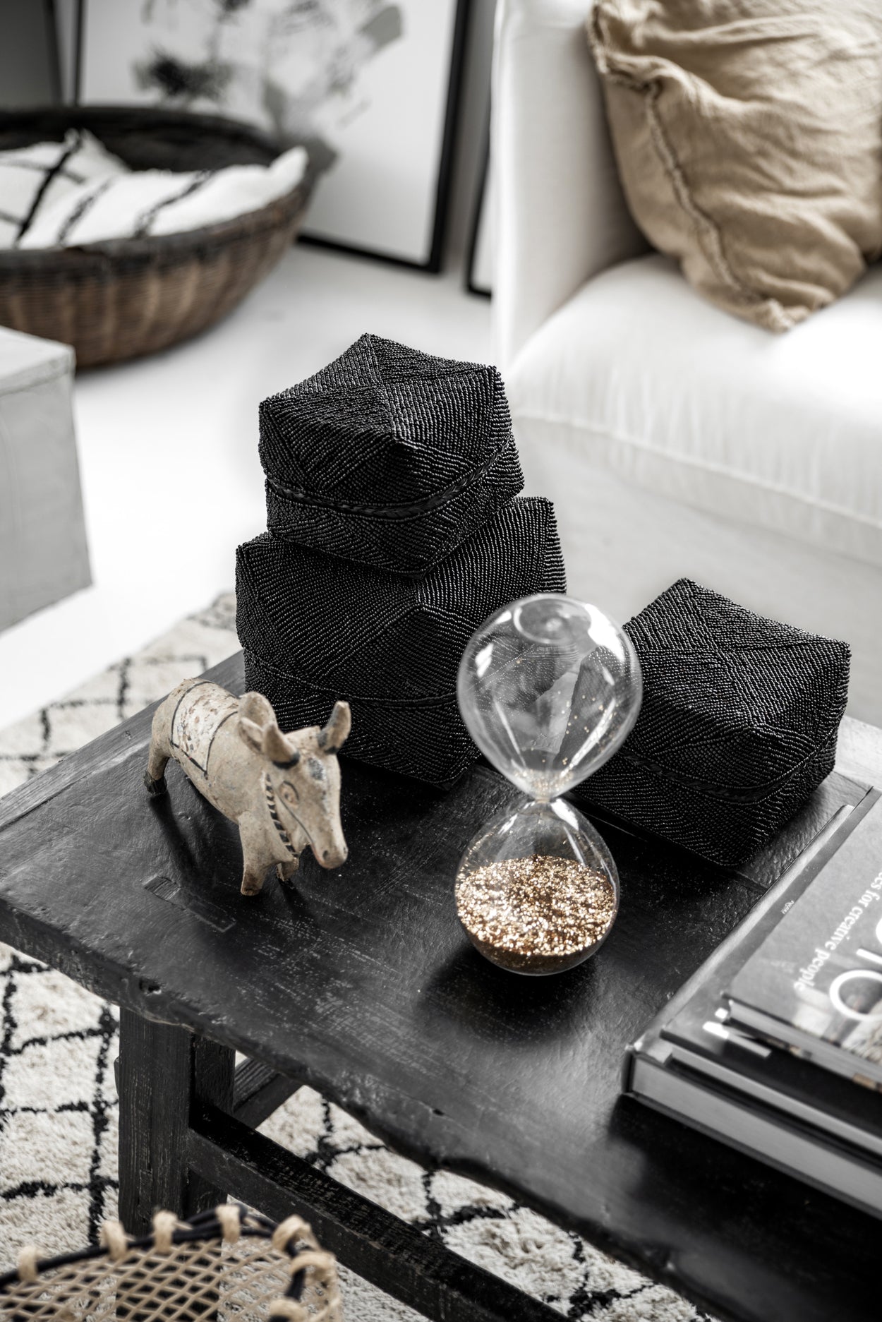 Bazar Bizar - De Balinese Offermand met Parels - Zwart - Set van 3