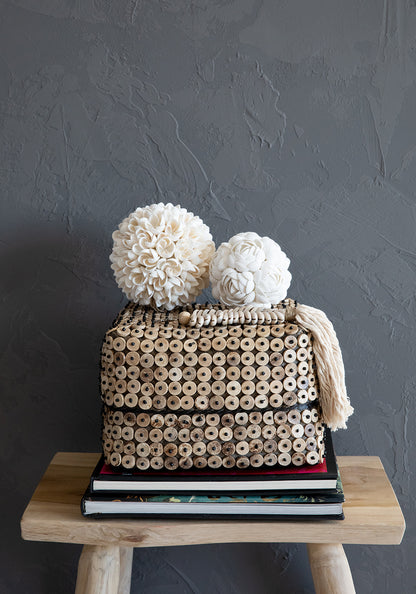 Bazar Bizar De Coconut Shell Vierkante Mand - Naturel - Set van 2