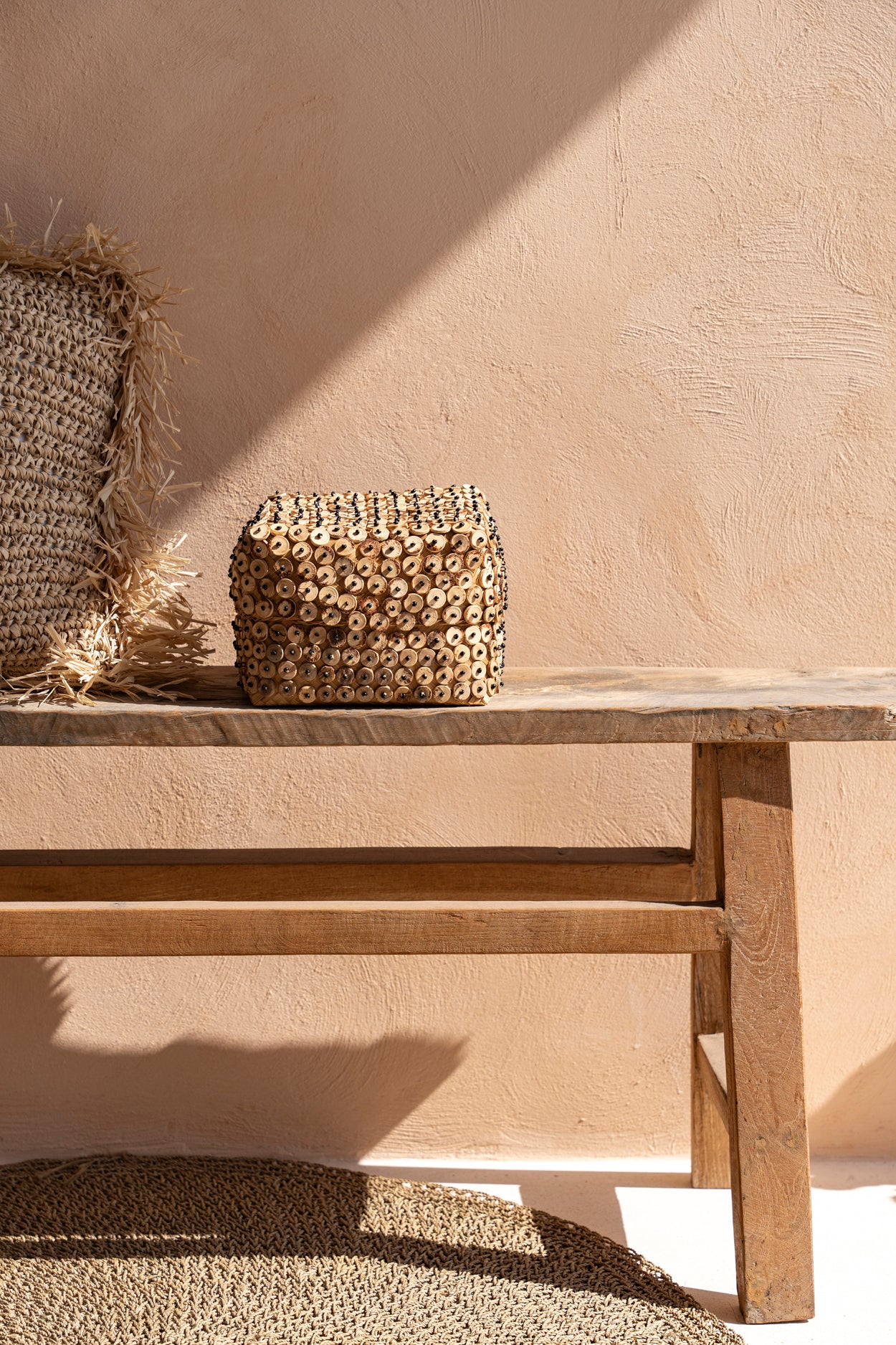 Bazar Bizar De Coconut Shell Vierkante Mand - Naturel - Set van 2
