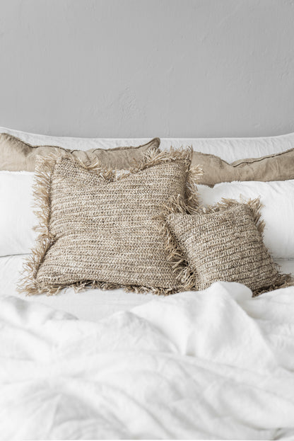 Bazar Bizar De Raffia Kussenhoes - Vierkant - Naturel - 60x60