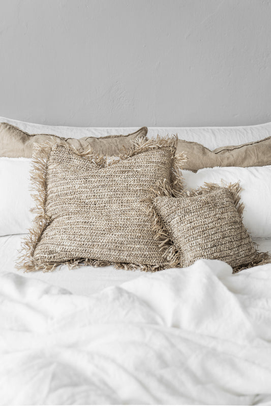 Bazar Bizar De Raffia Kussenhoes - Vierkant - Naturel - 60x60