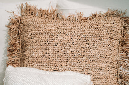 Bazar Bizar De Raffia Kussenhoes - Vierkant - Naturel - 60x60