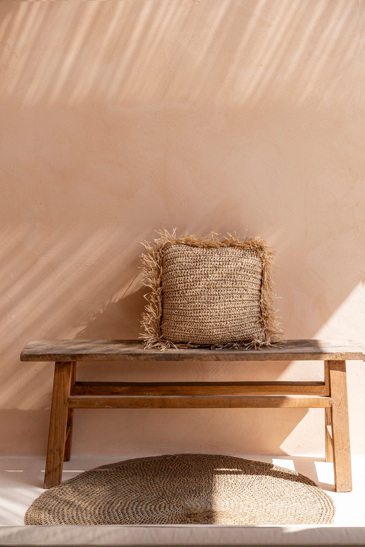 Bazar Bizar De Raffia Kussenhoes - Vierkant - Naturel - 60x60