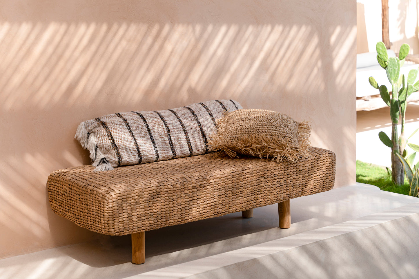 Bazar Bizar De Raffia Kussenhoes - Vierkant - Naturel - 60x60