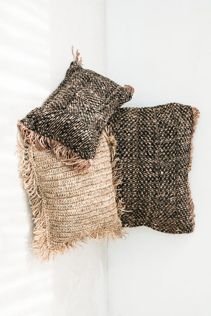 Bazar Bizar  Raffia Kussenhoes - Vierkant - Naturel - 40x40