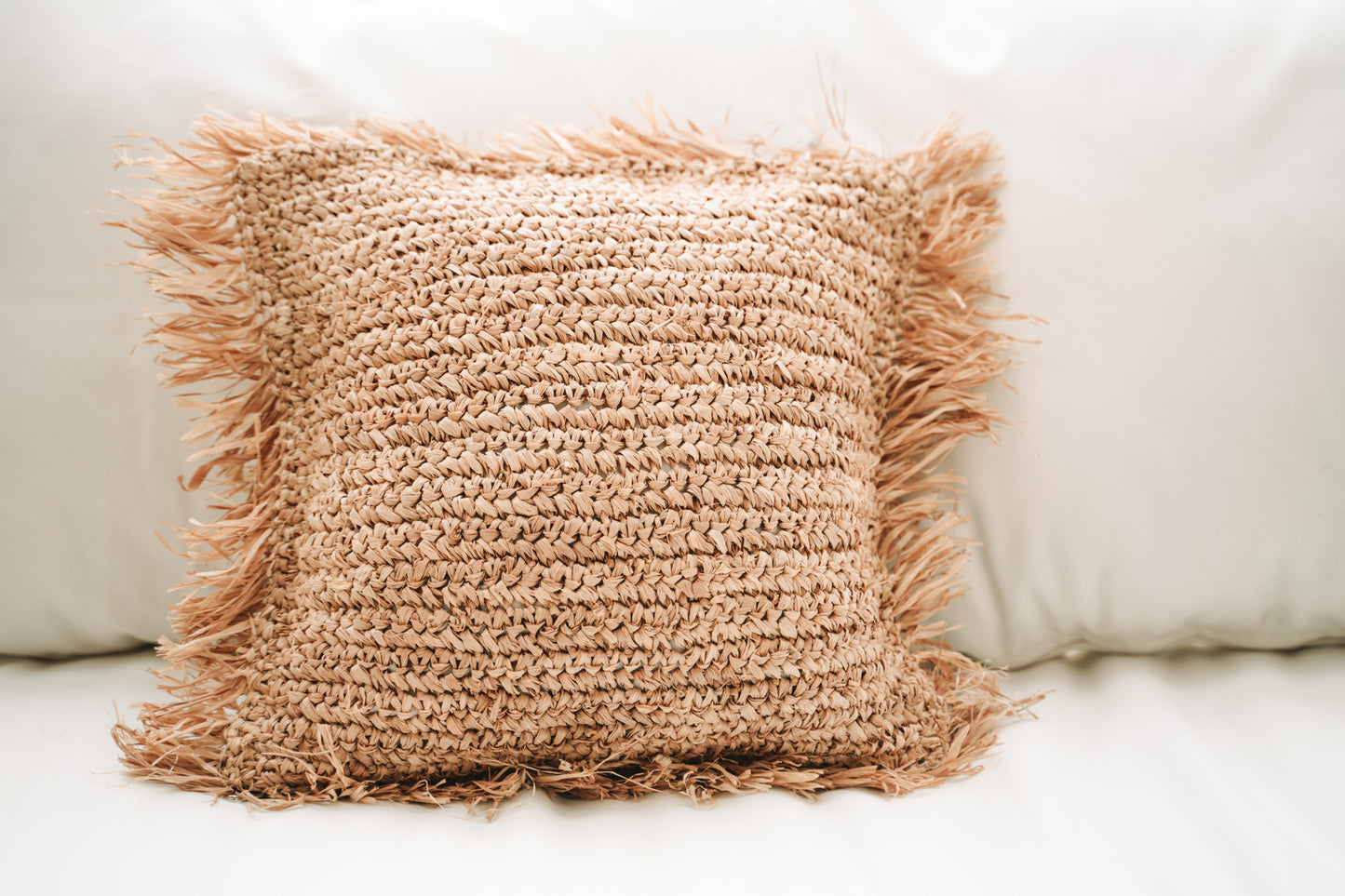 Bazar Bizar  Raffia Kussenhoes - Vierkant - Naturel - 40x40