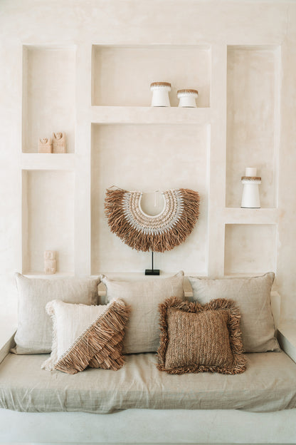 Bazar Bizar  Raffia Kussenhoes - Vierkant - Naturel - 40x40