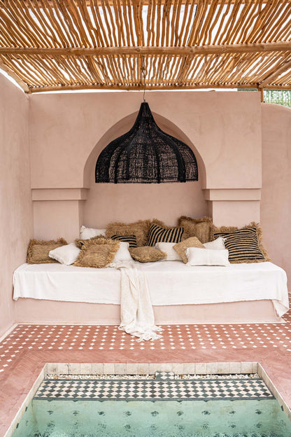Bazar Bizar  Raffia Kussenhoes - Vierkant - Naturel - 40x40