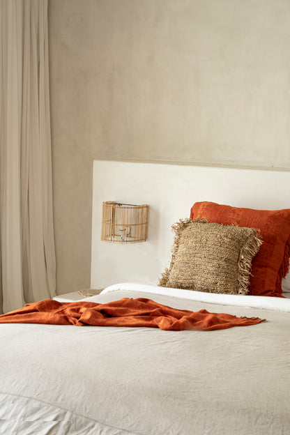 Bazar Bizar  Raffia Kussenhoes - Vierkant - Naturel - 40x40