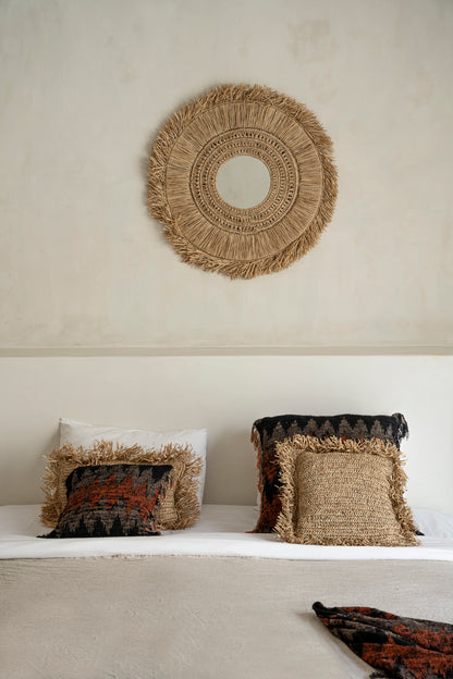 Bazar Bizar  Raffia Kussenhoes - Vierkant - Naturel - 40x40