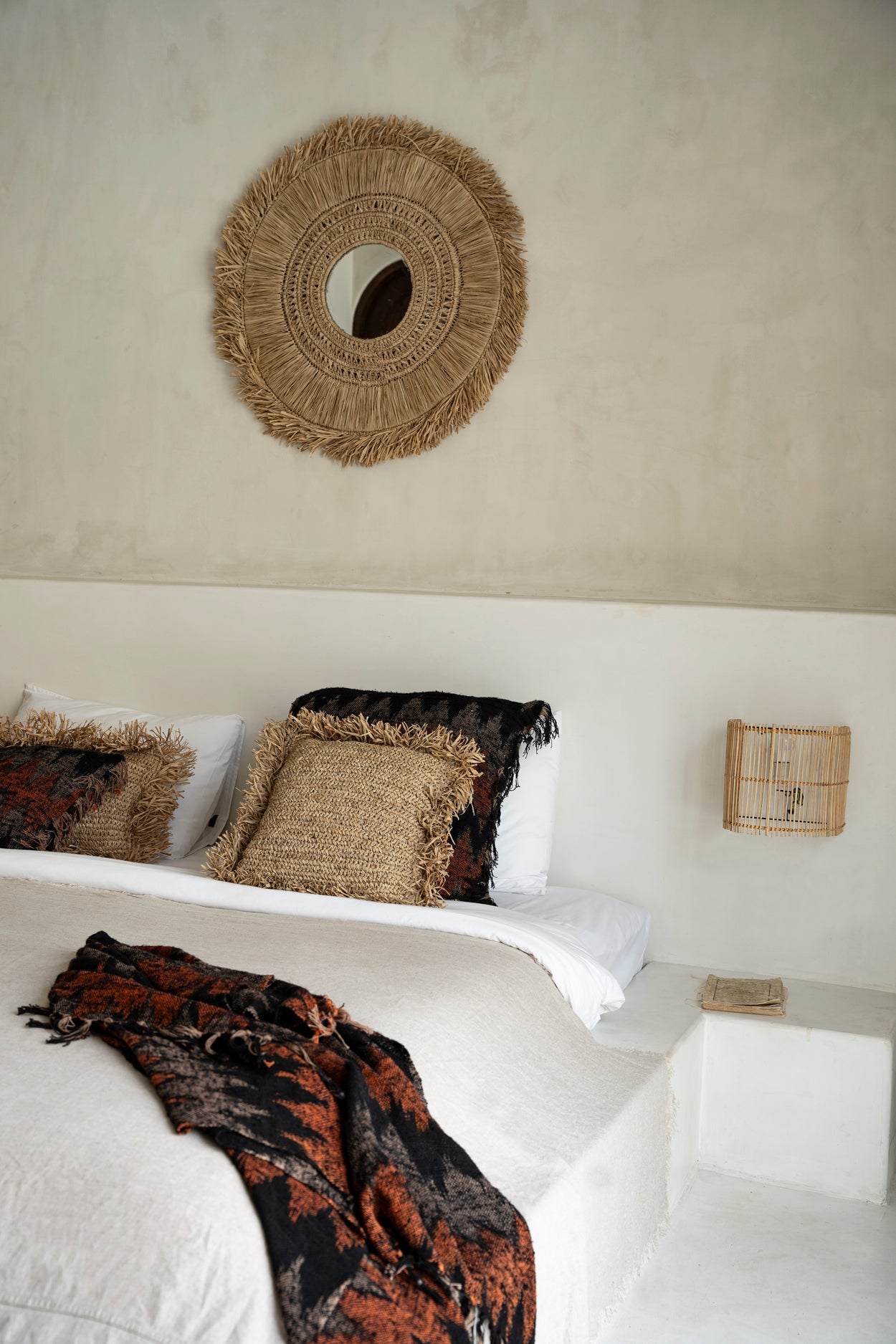 Bazar Bizar  Raffia Kussenhoes - Vierkant - Naturel - 40x40