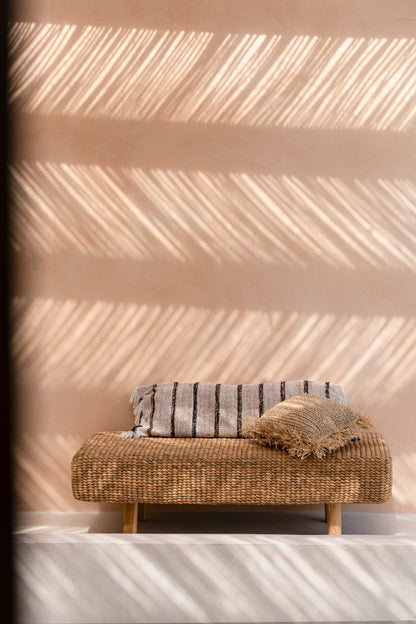 Bazar Bizar  Raffia Kussenhoes - Vierkant - Naturel - 40x40