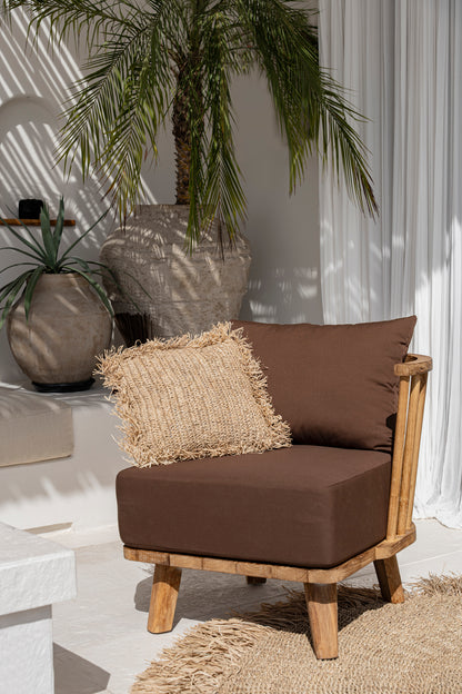 Bazar Bizar  Raffia Kussenhoes - Vierkant - Naturel - 40x40