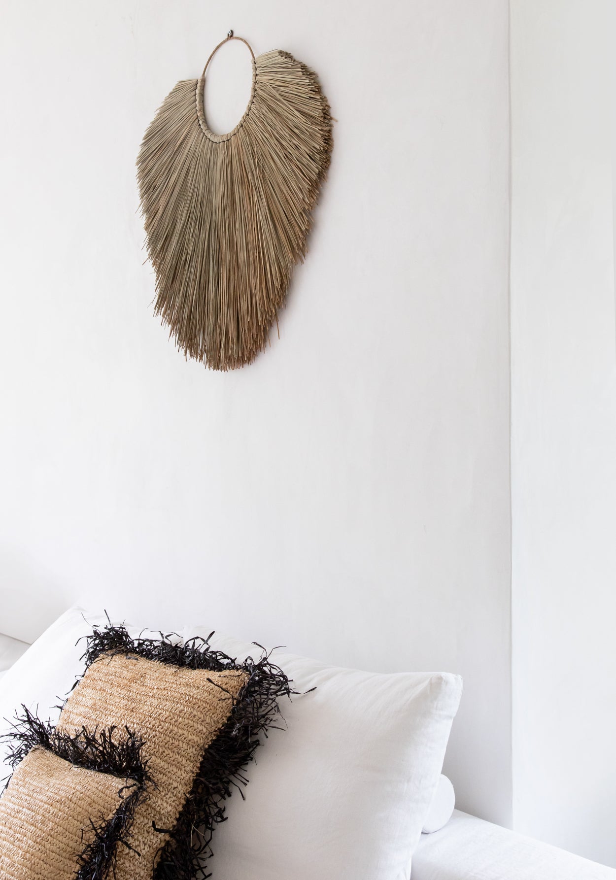 Bazar Bizar  Raffia Kussenhoes - Naturel Zwart - 60x60