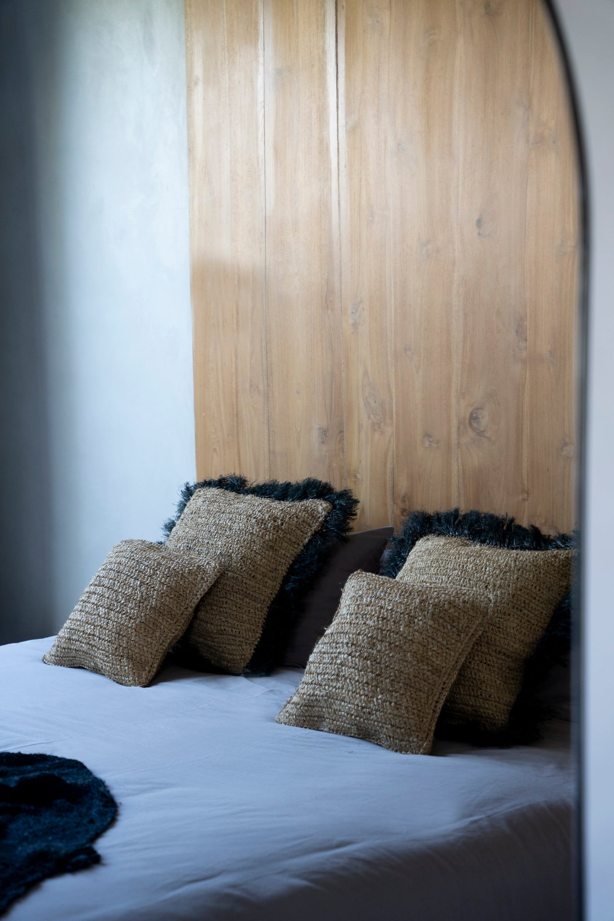 Bazar Bizar  Raffia Kussenhoes - Naturel Zwart - 60x60