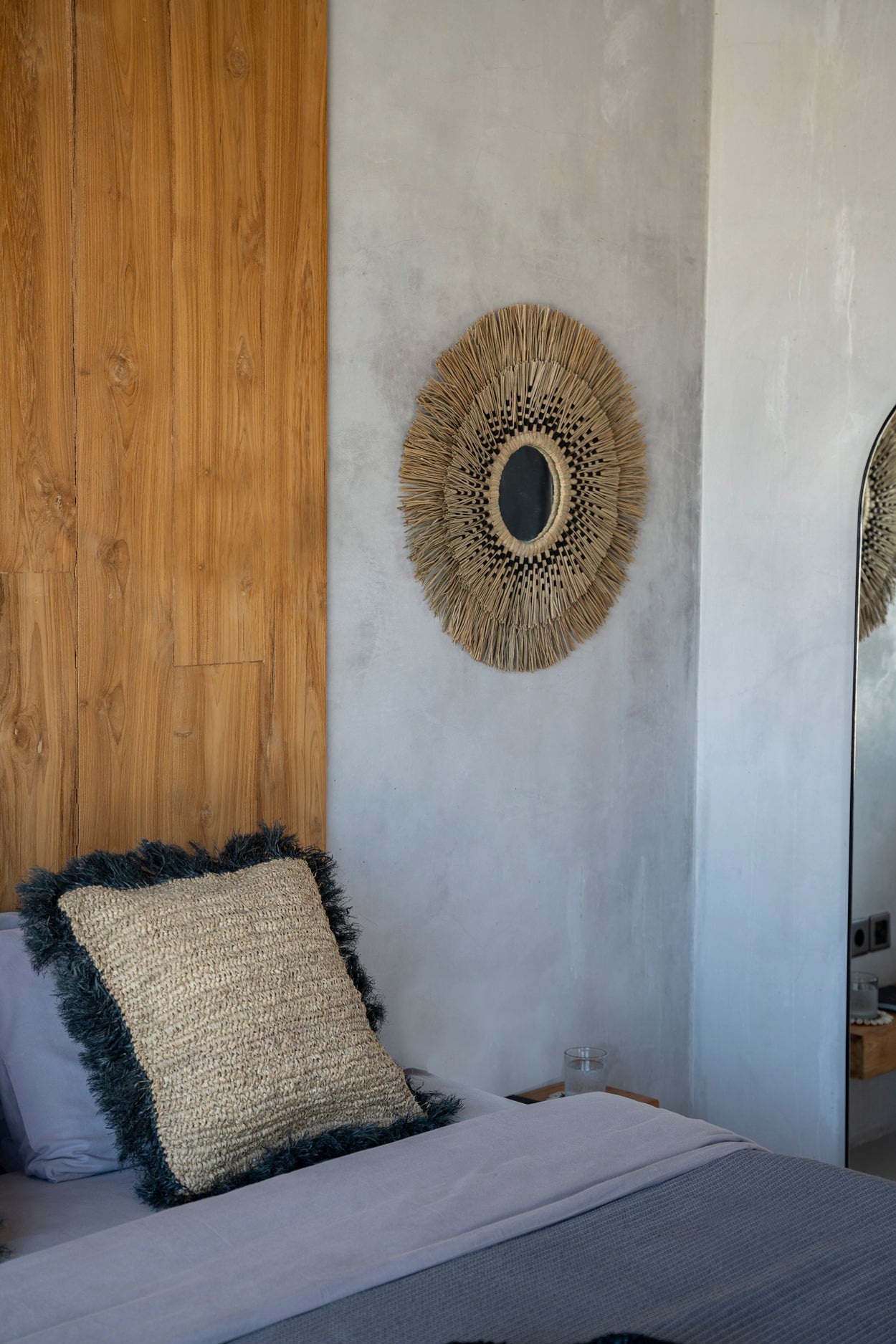 Bazar Bizar  Raffia Kussenhoes - Naturel Zwart - 60x60