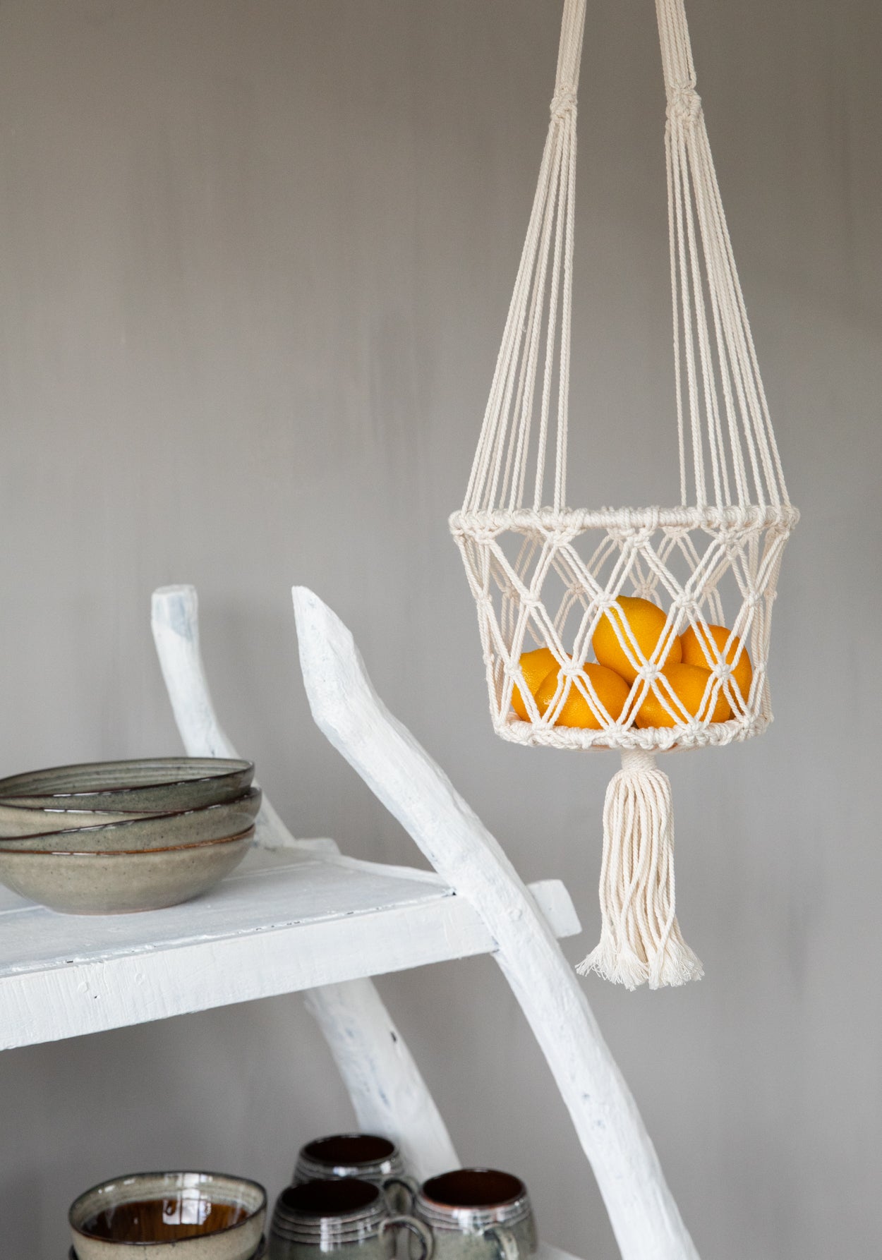Bazar Bizar De Macrame Planthanger - Wit - M