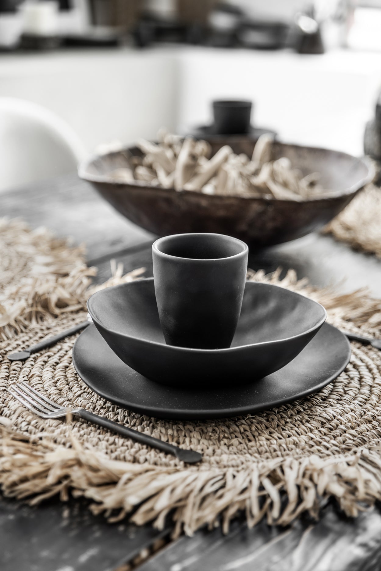 Bazar Bizar De Fringe Raffia Placemat Rond - Naturel
