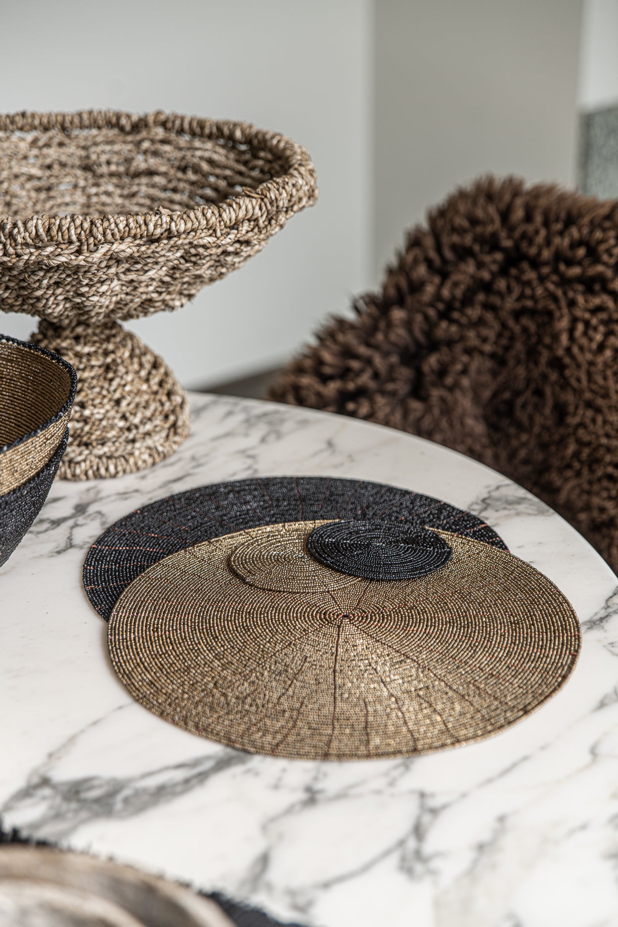 Bazar Bizar - De Beaded Onderzetter - Zwart