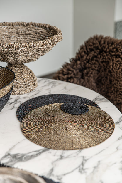 Bazar Bizar - De Beaded Onderzetter - Zwart