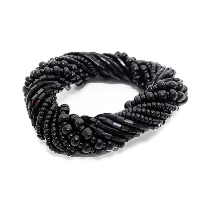 Bazar Bizar - De Beaded Servetring - Zwart - Set van 4