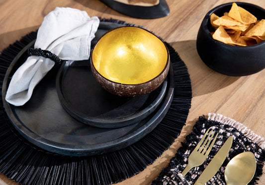 Bazar Bizar - De Beaded Servetring - Zwart - Set van 4