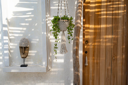 Bazar Bizar De Twisted Macrame Planthanger - Naturel Wit - L