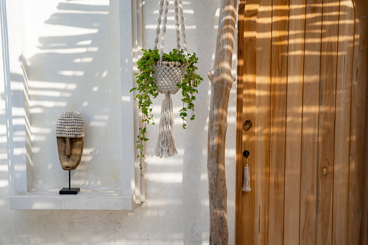 Bazar Bizar De Twisted Macrame Planthanger - Naturel Wit - M