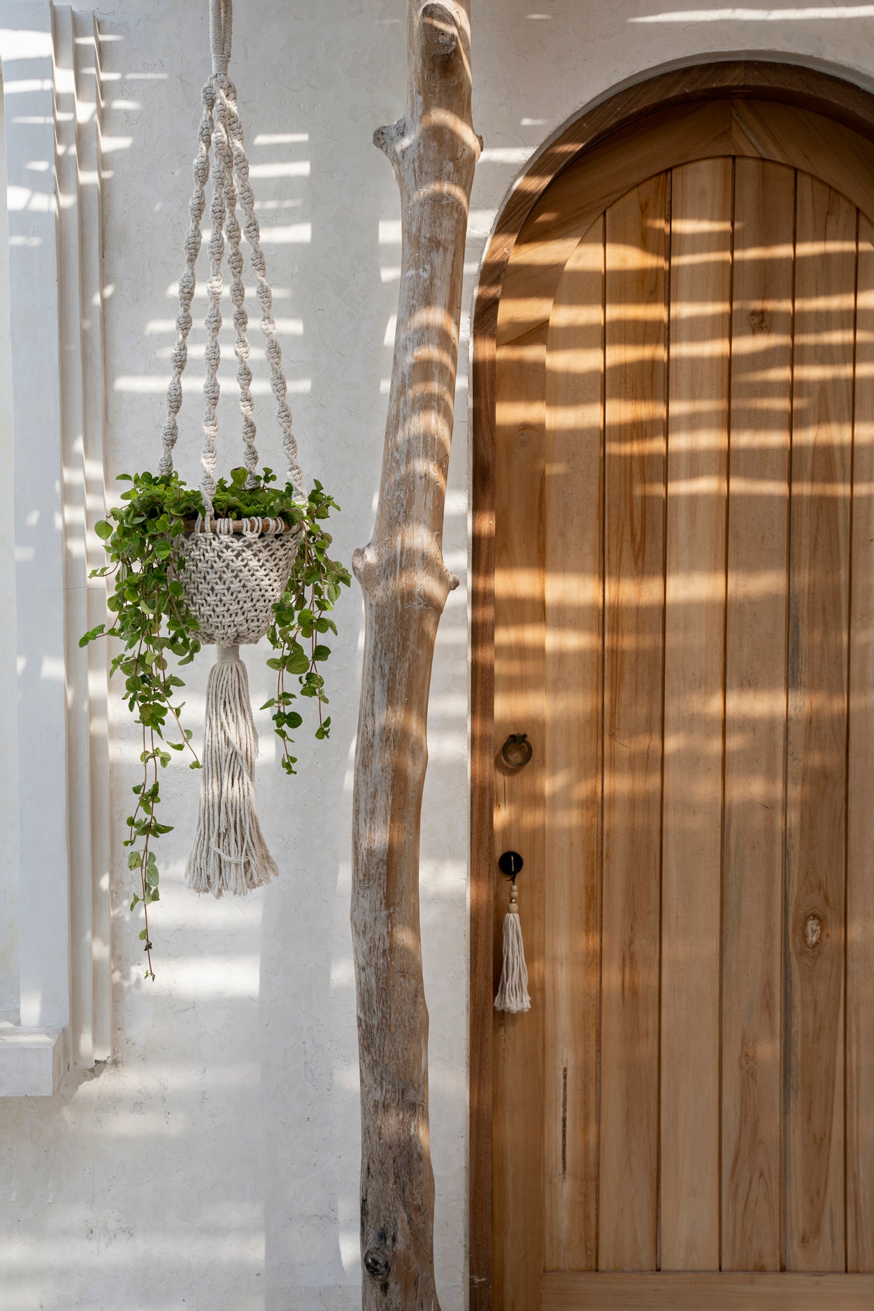 Bazar Bizar De Twisted Macrame Planthanger - Naturel Wit - S