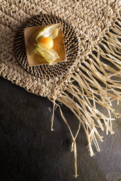 Bazar Bizar De Fringe Raffia Placemat Rechthoekig - Naturel