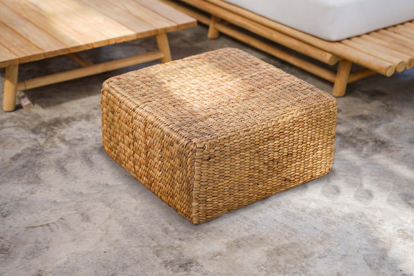 Bazar Bizar De Hyacint Poef Vierkant - Naturel - M