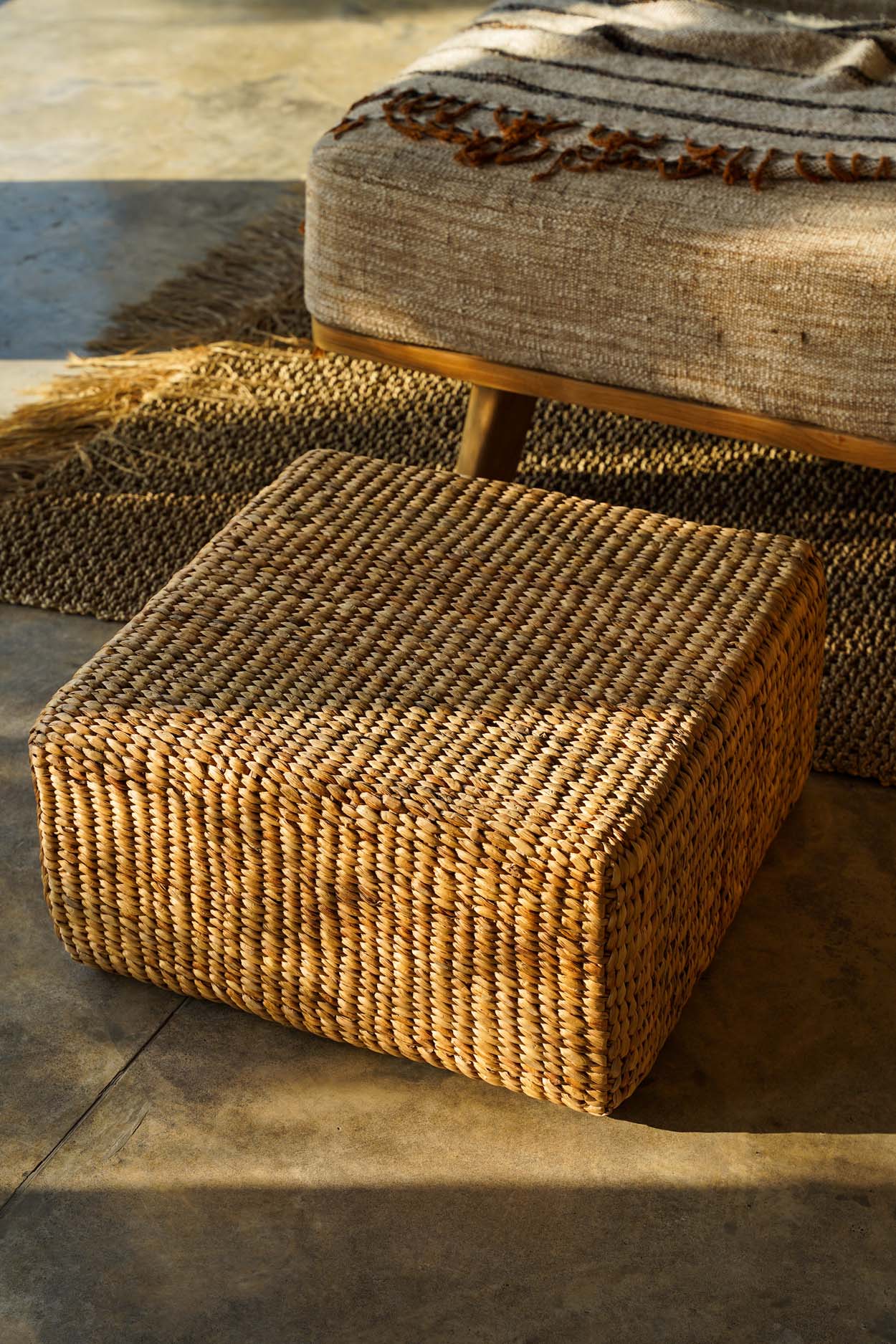 Bazar Bizar De Hyacint Poef Vierkant - Naturel - M