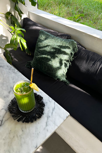 Bazar Bizar De Fringe Raffia Onderzetter - Zwart