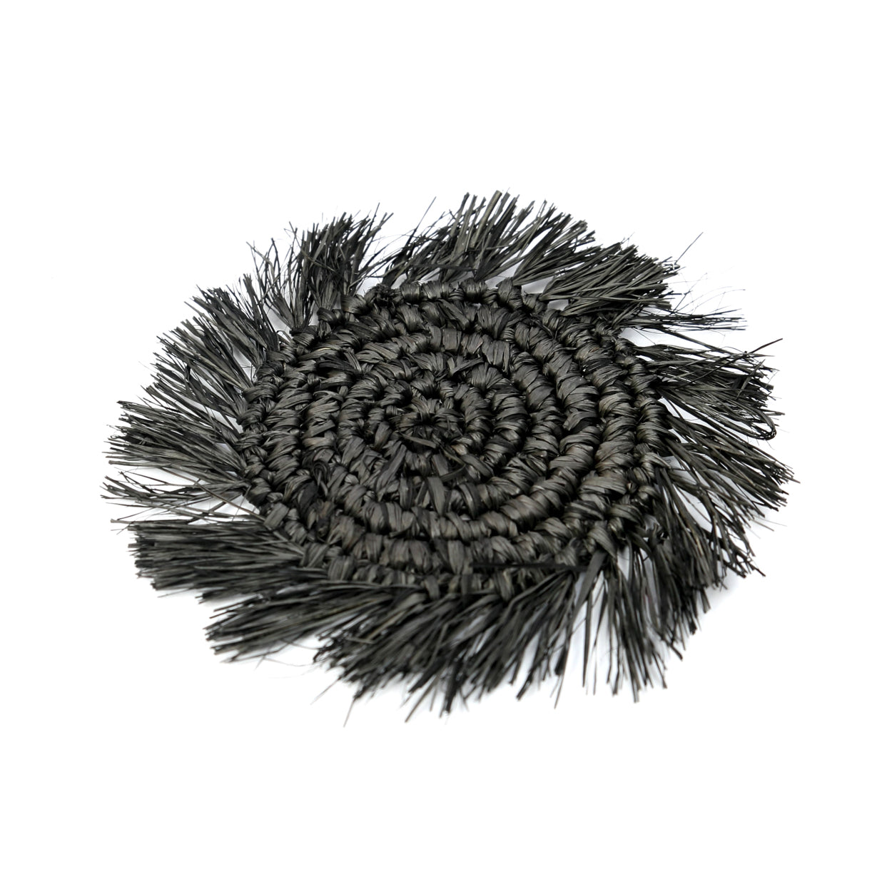 Bazar Bizar De Fringe Raffia Onderzetter - Zwart