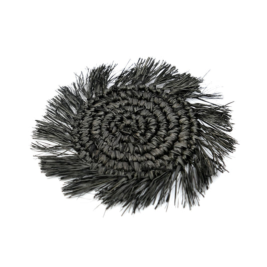 Bazar Bizar De Fringe Raffia Onderzetter - Zwart