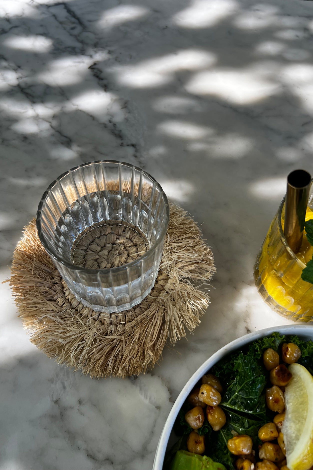 Bazar Bizar De Fringe Raffia Onderzetter - Naturel