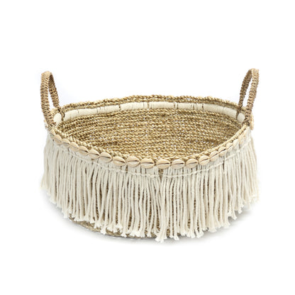 Bazar Bizar - De Boho Fringe Mand - Naturel Wit