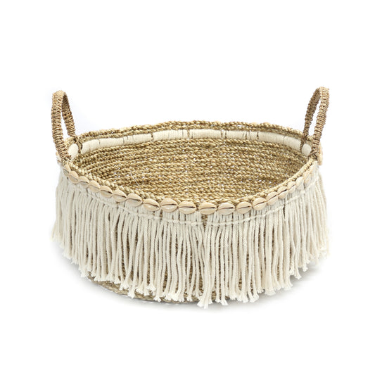 Bazar Bizar - De Boho Fringe Mand - Naturel Wit