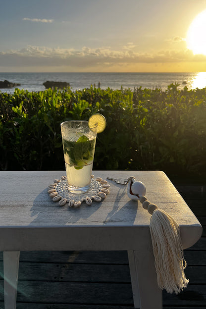 Bazar Bizar De Seagrass Shell Onderzetter - Wit